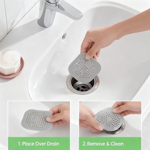 Silicone Bathroom Sink Drain Strainers | New 2025 Hair Catcher | Universal Fit for Kitchen & Bathroom | Durable Drain Pr